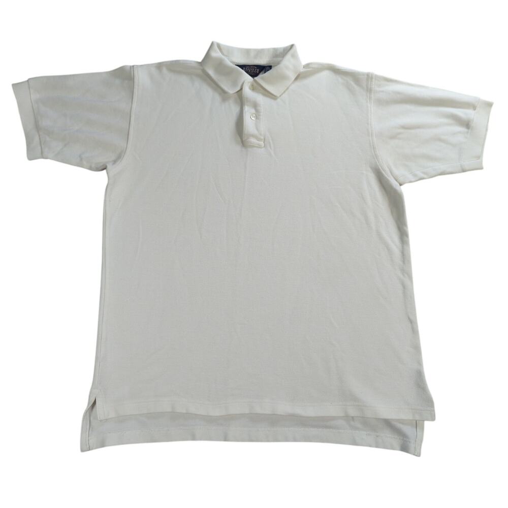 Vintage Kenneth Gordon Polo Shirt Mens L White 100% Cotton Short Sleeve Macau